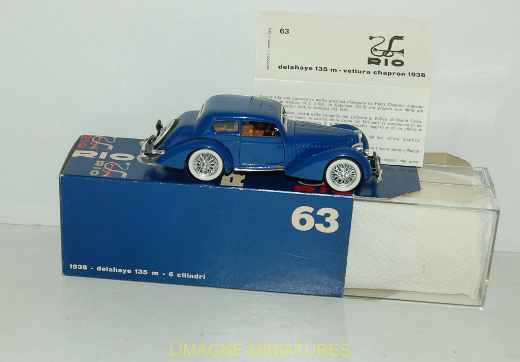 Miniature Rio 1/43 Delahaye 135 M Bleue 1938, état Neuf Boîte Incluse